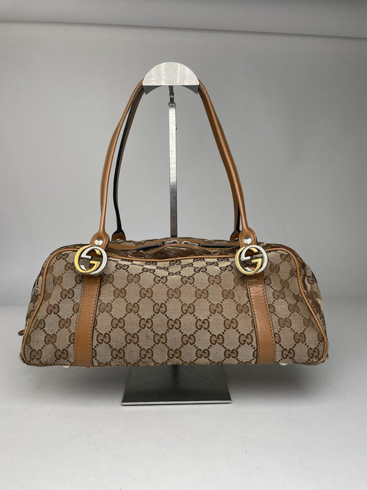 Vintage Gucci Monogram Bag Beige Brown