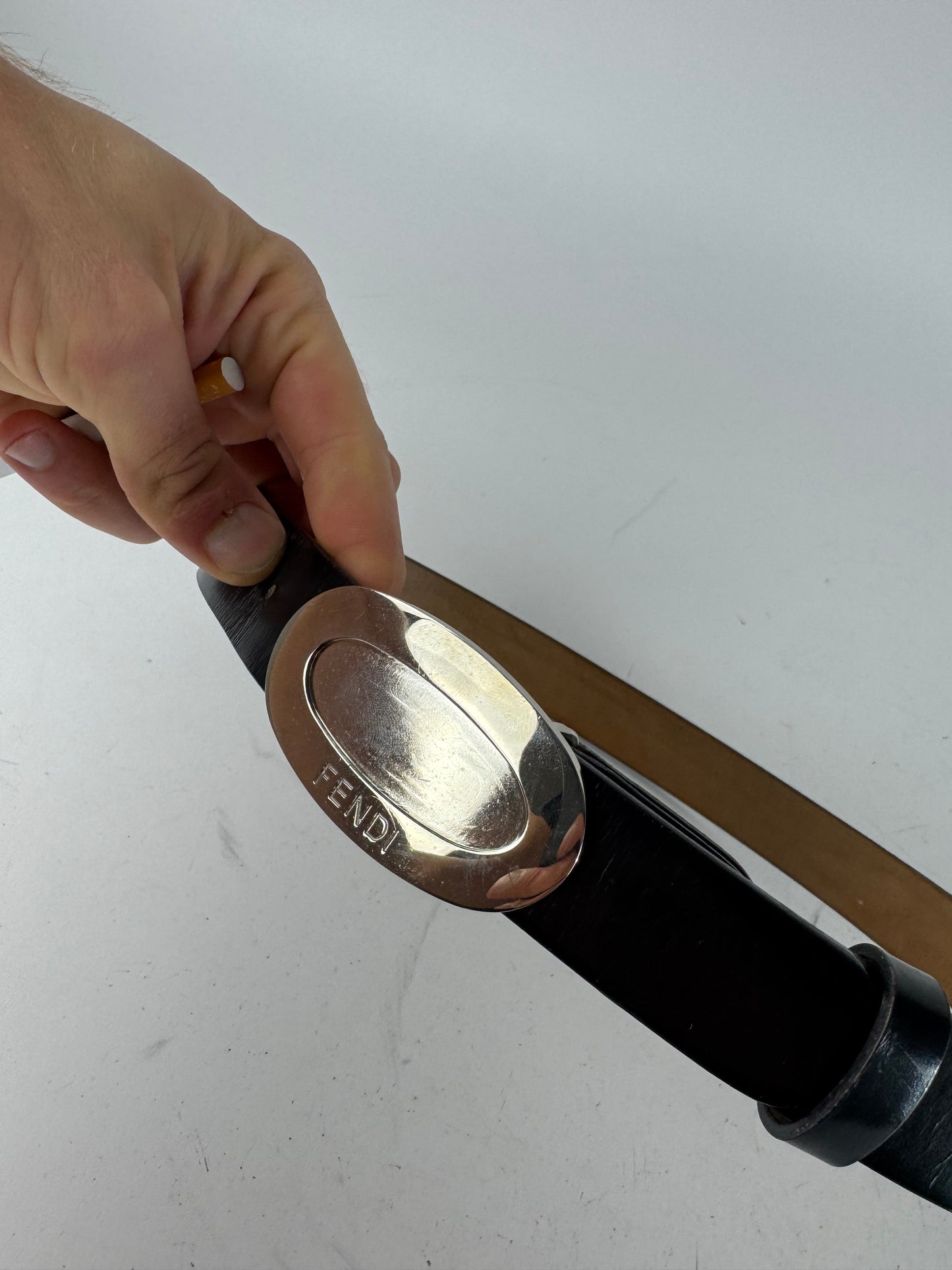 Vintage Fendi Roma Leather belt black