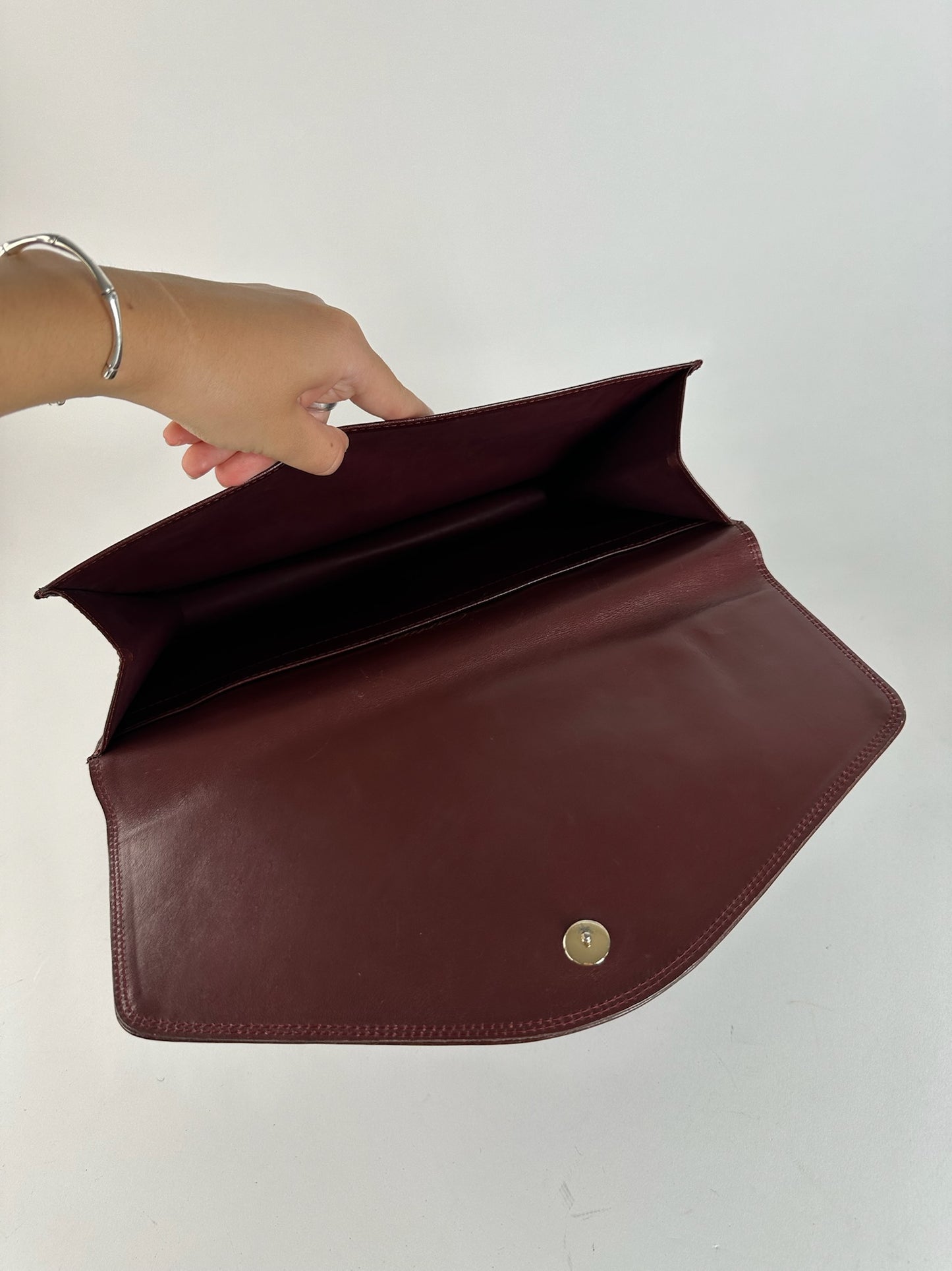 Vintage Cartier Leather Clutch Burgundy