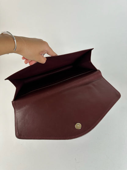 Vintage Cartier Leather Clutch Burgundy