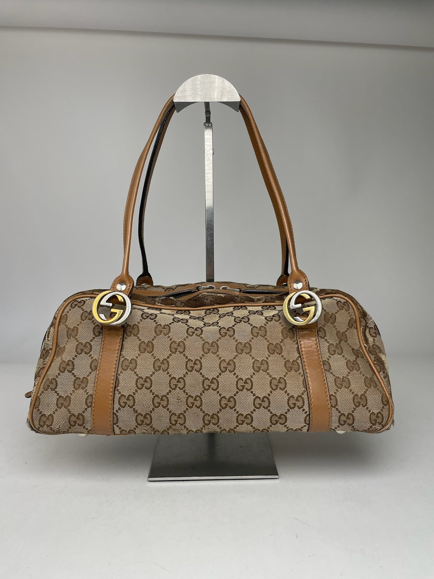 Vintage Gucci Monogram Bag Beige Brown