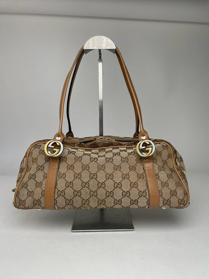 Vintage Gucci Monogram Bag Beige Brown