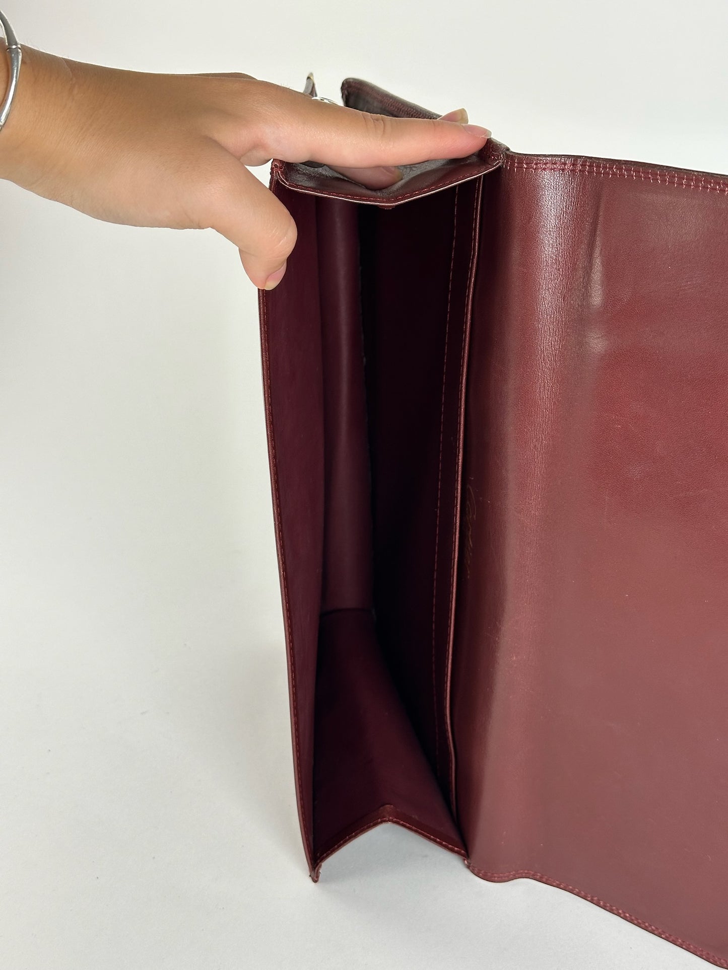 Vintage Cartier Leather Clutch Burgundy