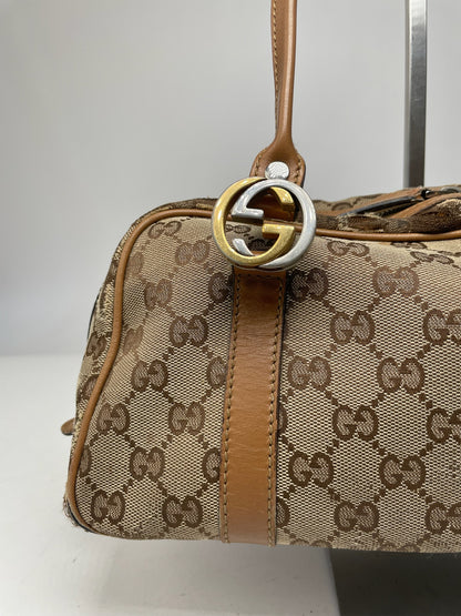 Vintage Gucci Monogram Bag Beige Brown