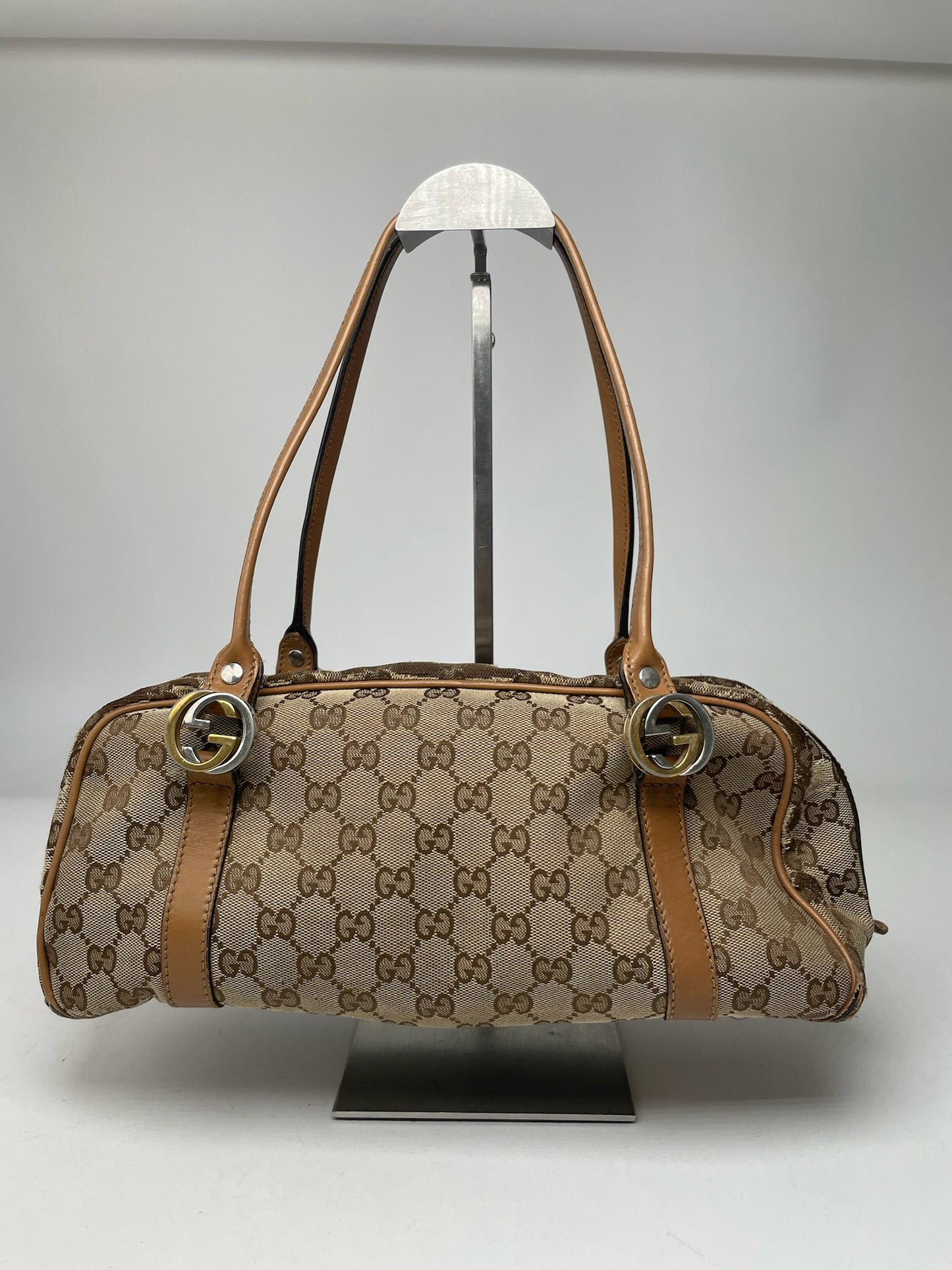Vintage Gucci Monogram Bag Beige Brown