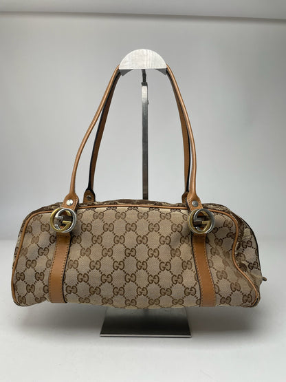 Vintage Gucci Monogram Bag Beige Brown