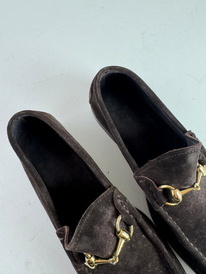 Vintage Gucci Suede Horsebit loafer Brown 7D