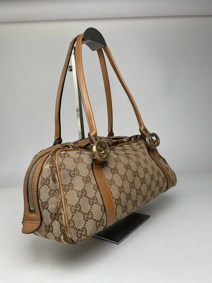 Vintage Gucci Monogram Bag Beige Brown