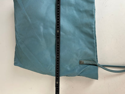 Vintage Prada Nylon Tote Bag Teal Silver