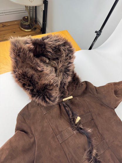 Vintage Bottega Veneta Leather Fur Coat brown 36/S