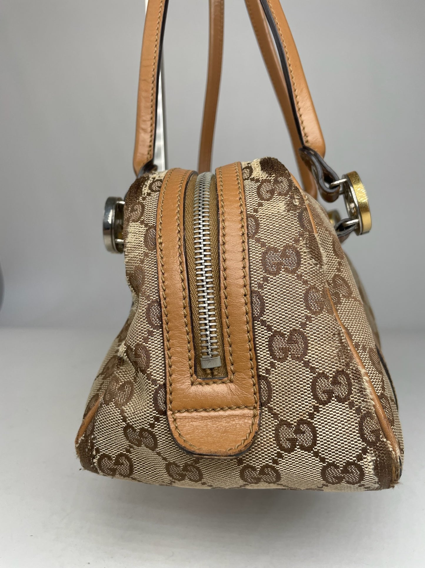 Vintage Gucci Monogram Bag Beige Brown