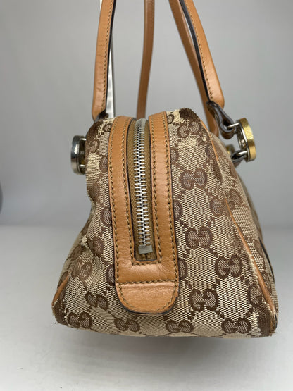 Vintage Gucci Monogram Bag Beige Brown