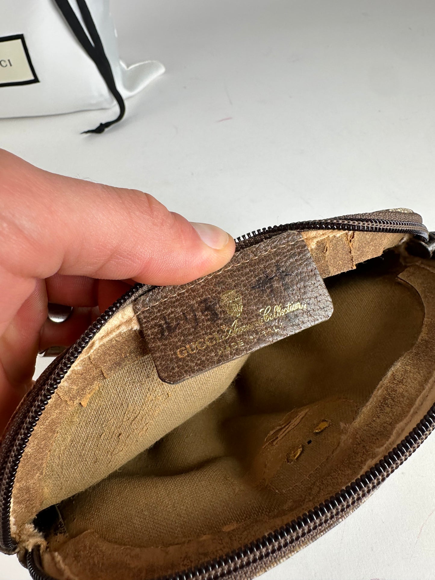 Vintage Gucci GG Supreme Canvas Mini Pouch Beige Brown