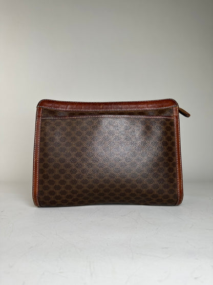 Vintage Celine Coated Canvas Pouch Brown Rust Gold