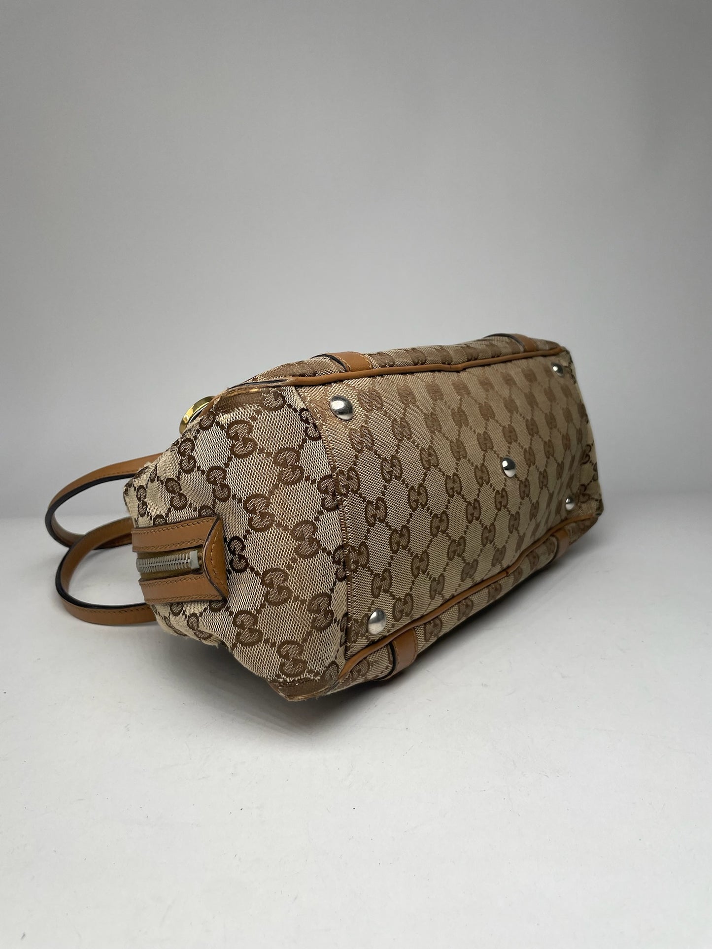 Vintage Gucci Monogram Bag Beige Brown