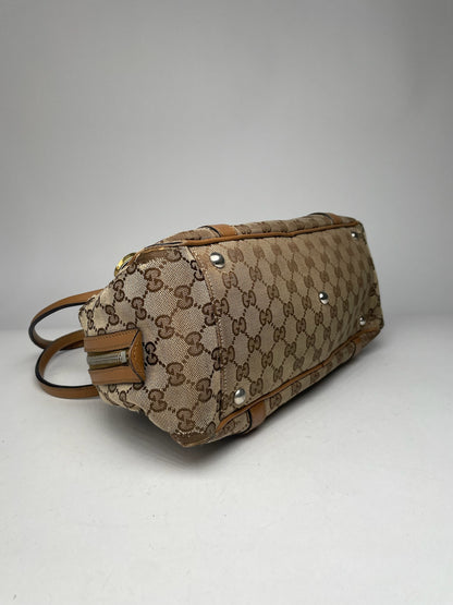 Vintage Gucci Monogram Bag Beige Brown