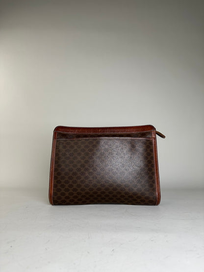 Vintage Celine Coated Canvas Pouch Brown Rust Gold
