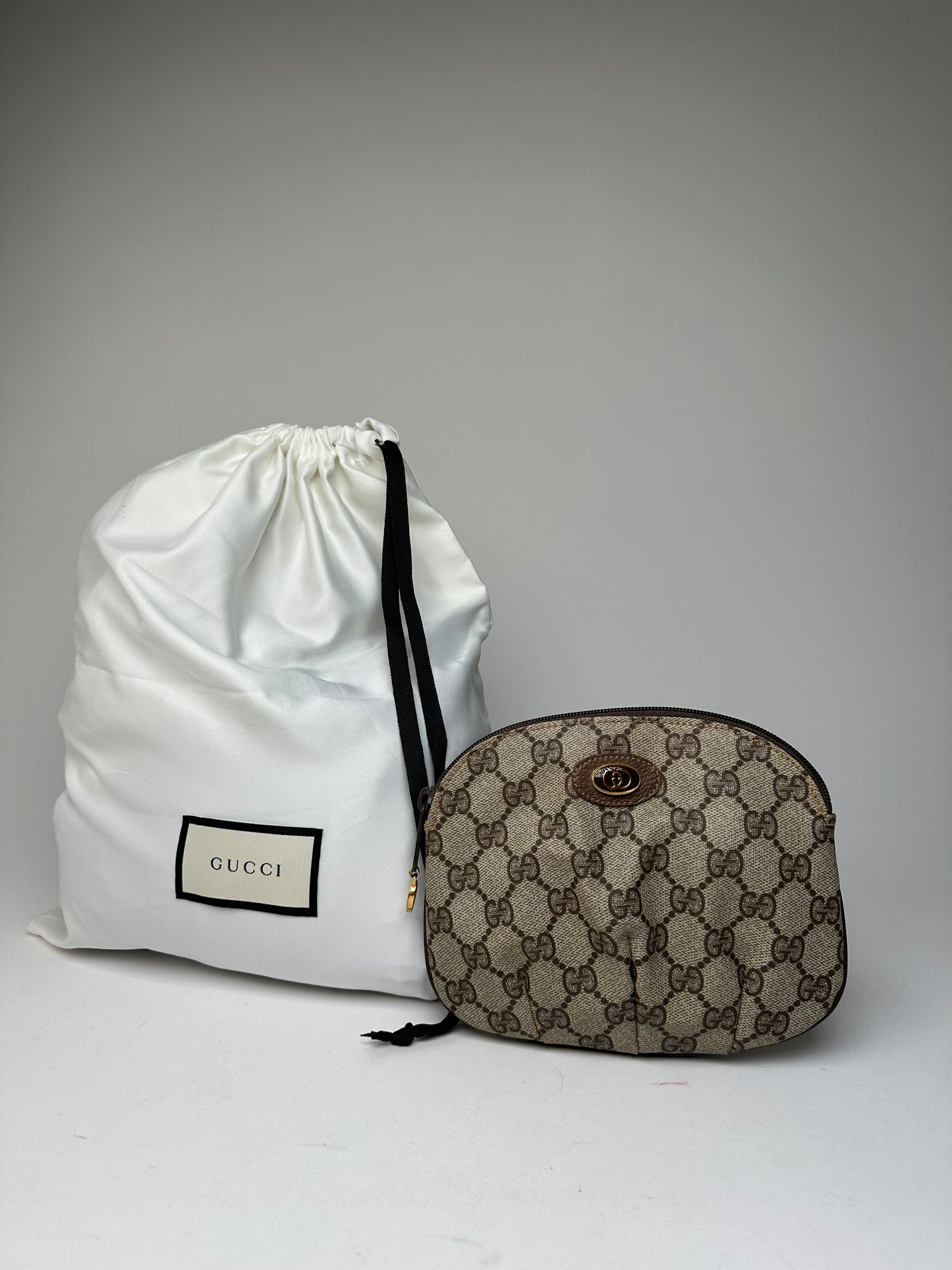 Vintage Gucci GG Supreme Canvas Mini Pouch Beige Brown