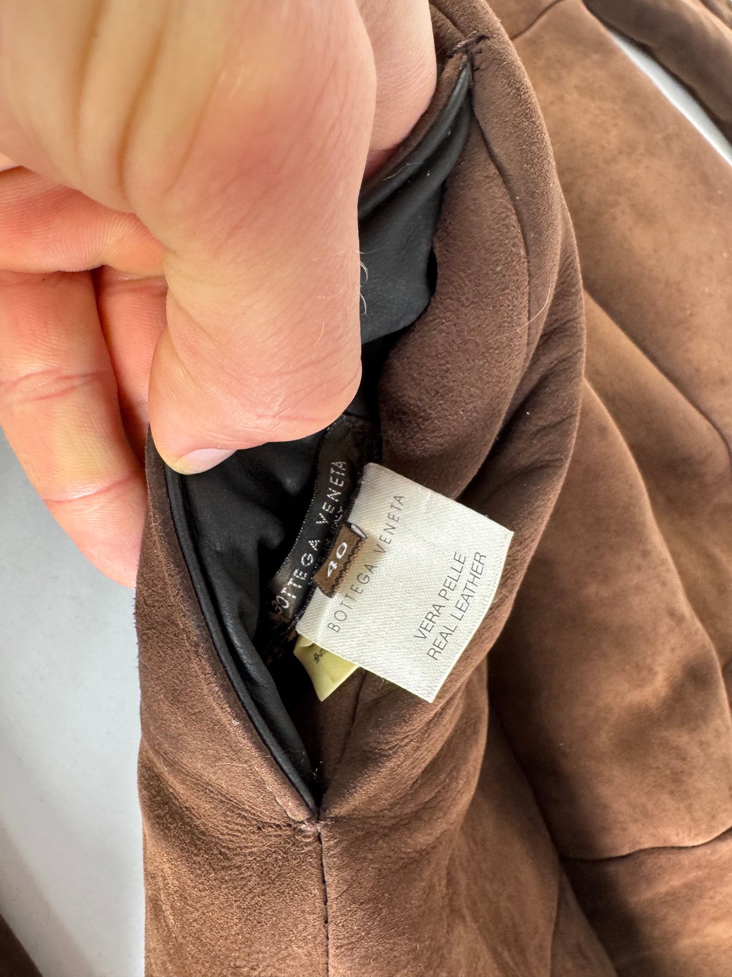 Vintage Bottega Veneta Leather Fur Coat brown 36/S