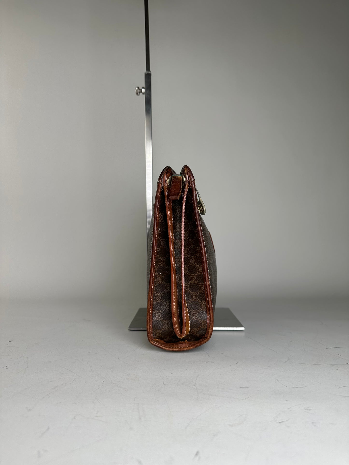 Vintage Celine Coated Canvas Pouch Brown Rust Gold