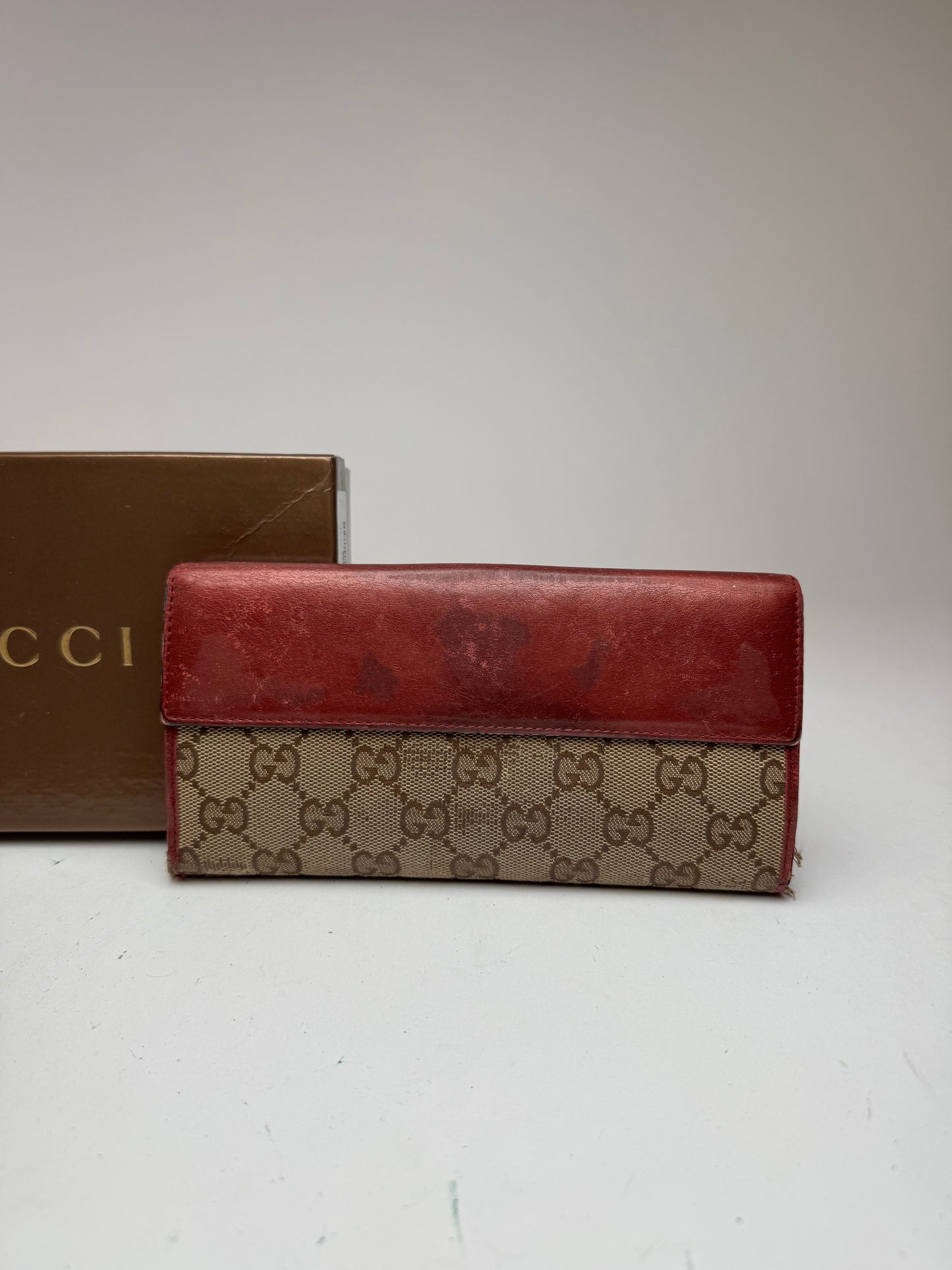 Vintage Gucci Monogram wallet beige purple