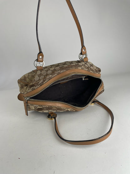 Vintage Gucci Monogram Bag Beige Brown