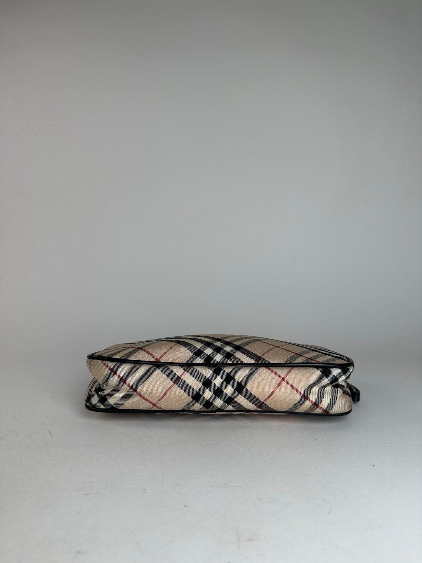 Vintage Burberry Nova Check Leather / Polyester Handbag Beige Black