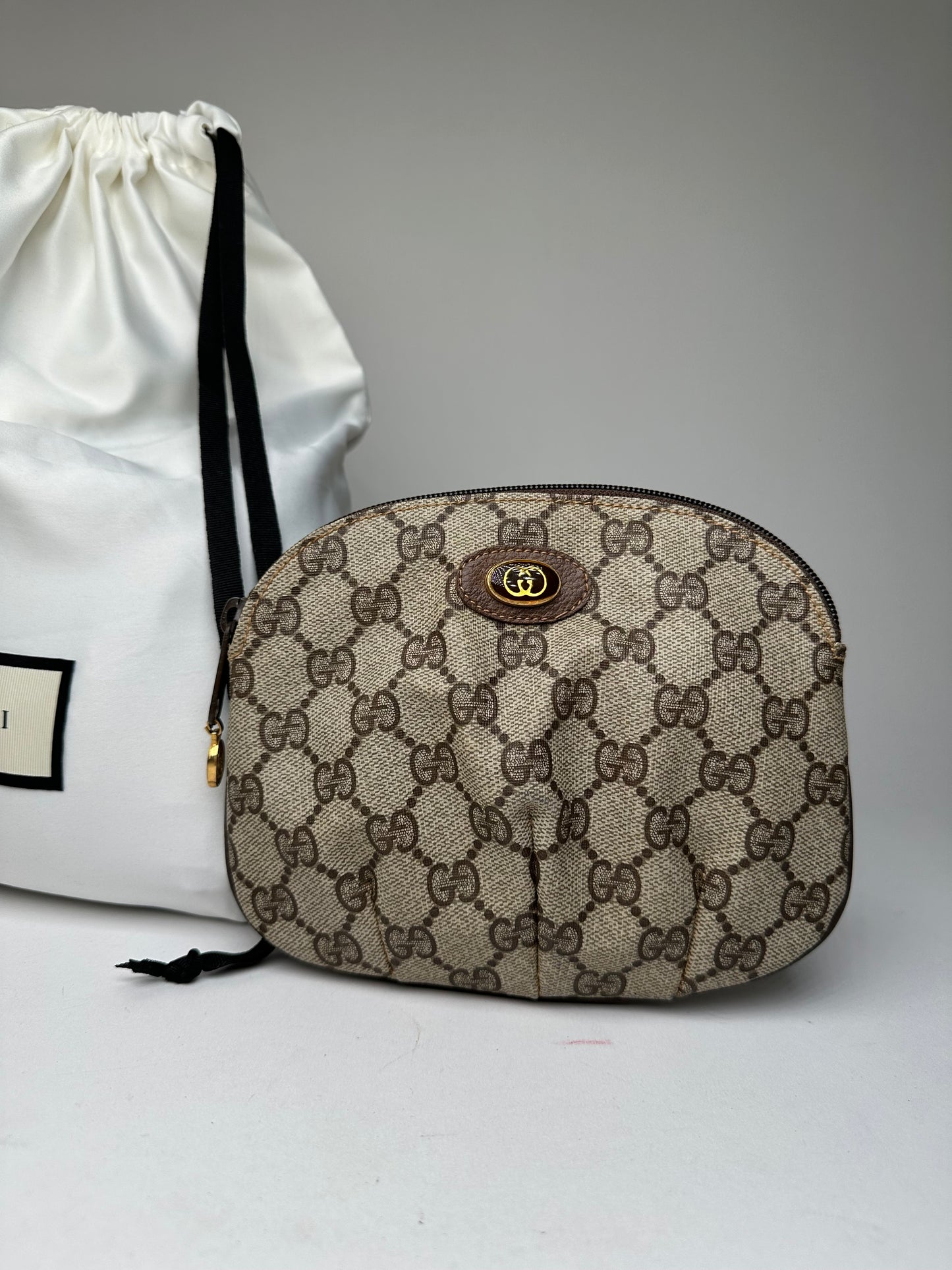 Vintage Gucci GG Supreme Canvas Mini Pouch Beige Brown