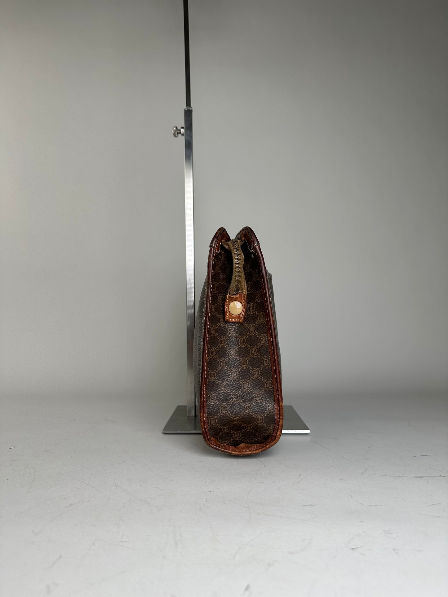 Vintage Celine Coated Canvas Pouch Brown Rust Gold