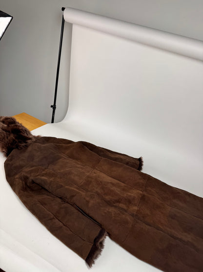 Vintage Bottega Veneta Leather Fur Coat brown 36/S