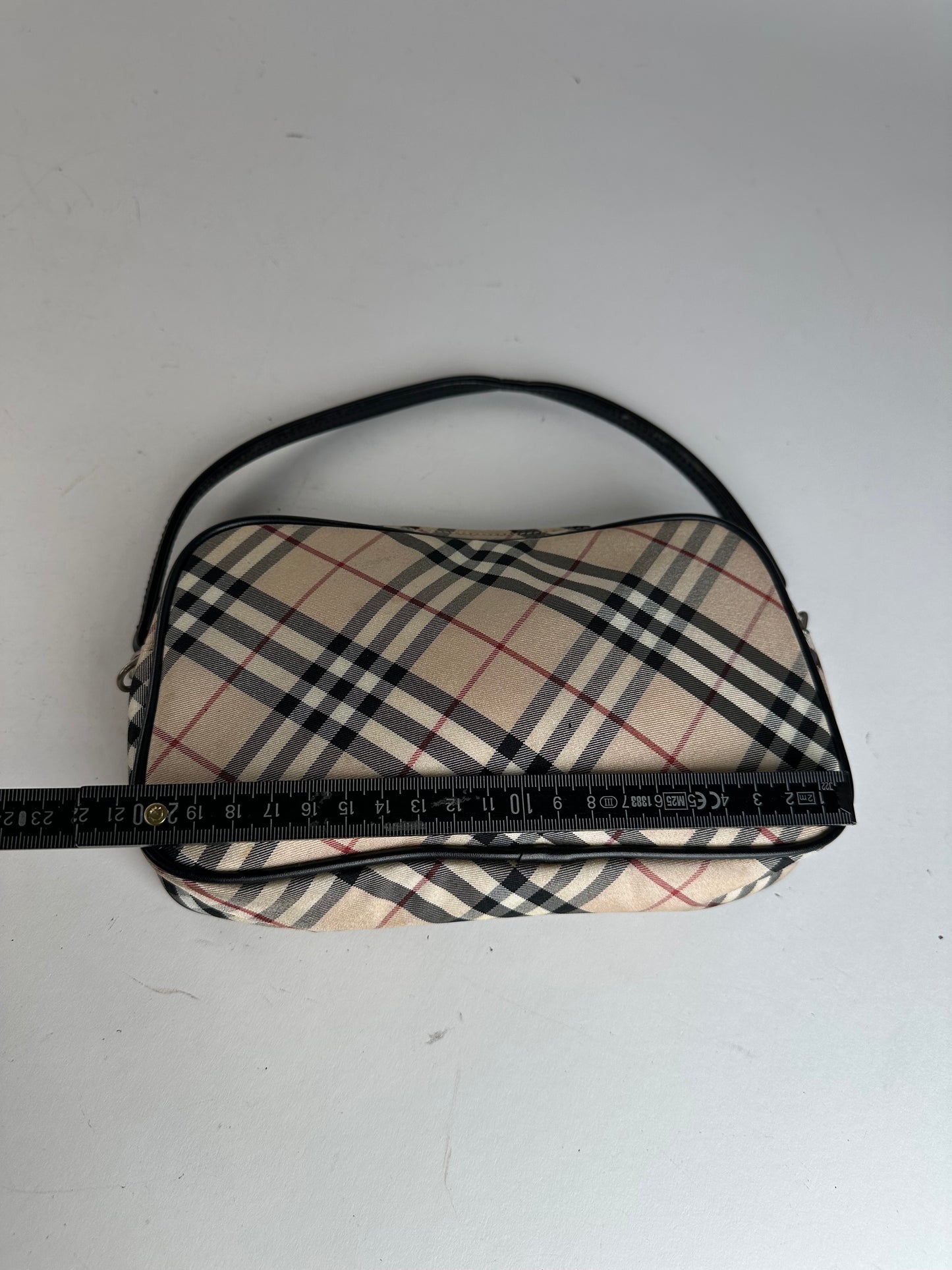 Vintage Burberry Nova Check Leather / Polyester Handbag Beige Black