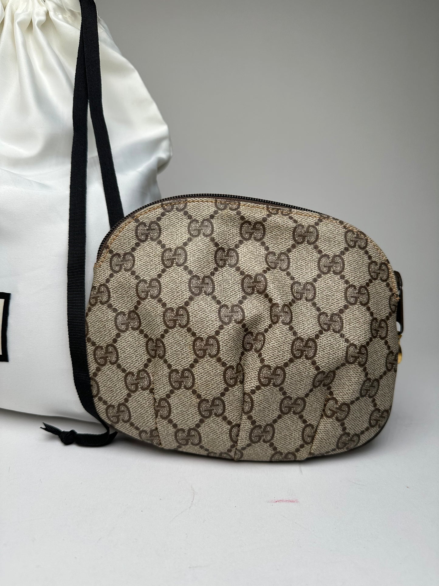 Vintage Gucci GG Supreme Canvas Mini Pouch Beige Brown