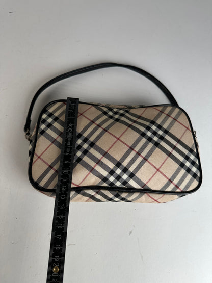 Vintage Burberry Nova Check Leather / Polyester Handbag Beige Black