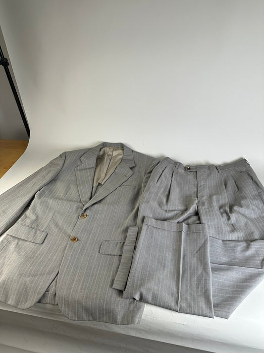 Vintage Dior Men’s Wool Blend Blazer Light Grey Stripe XL