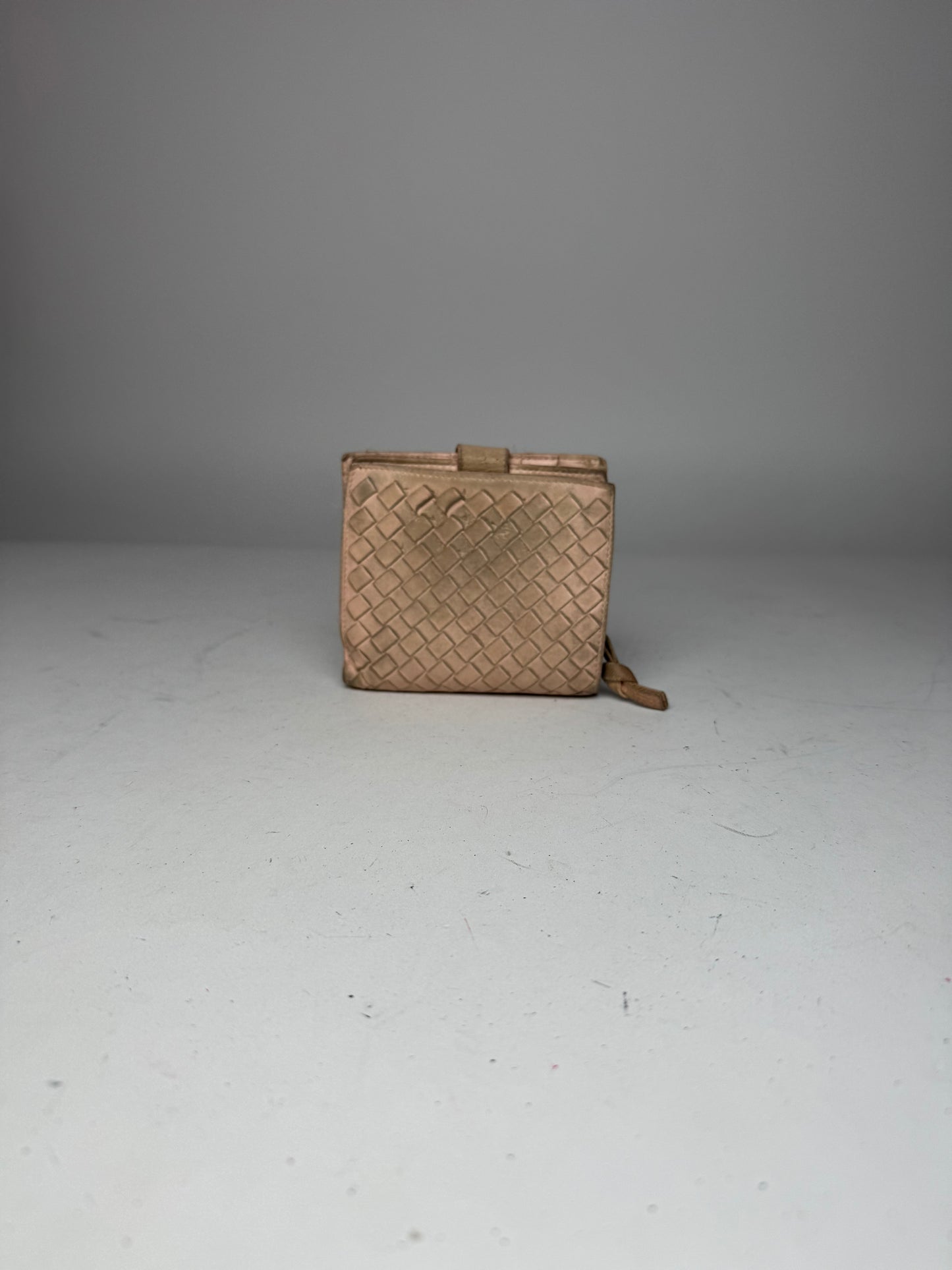 Vintage Bottega Veneta Intrecciato Leather Wallet Pink