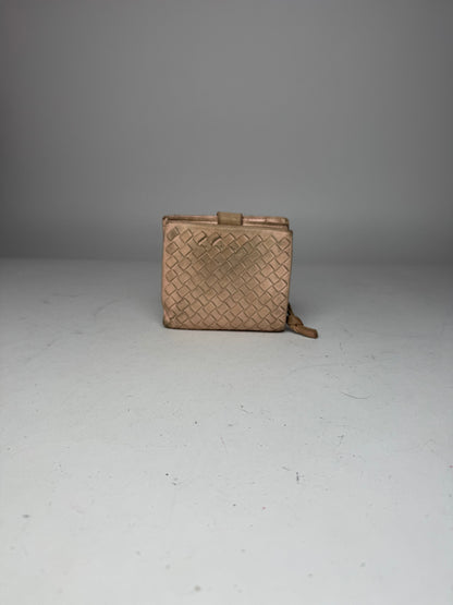 Vintage Bottega Veneta Intrecciato Leather Wallet Pink