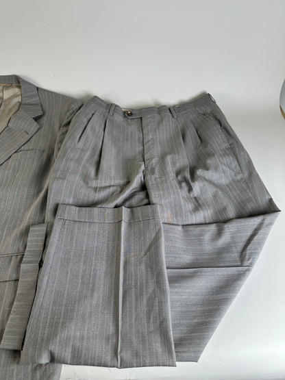 Vintage Dior Men’s Wool Blend Blazer Light Grey Stripe XL
