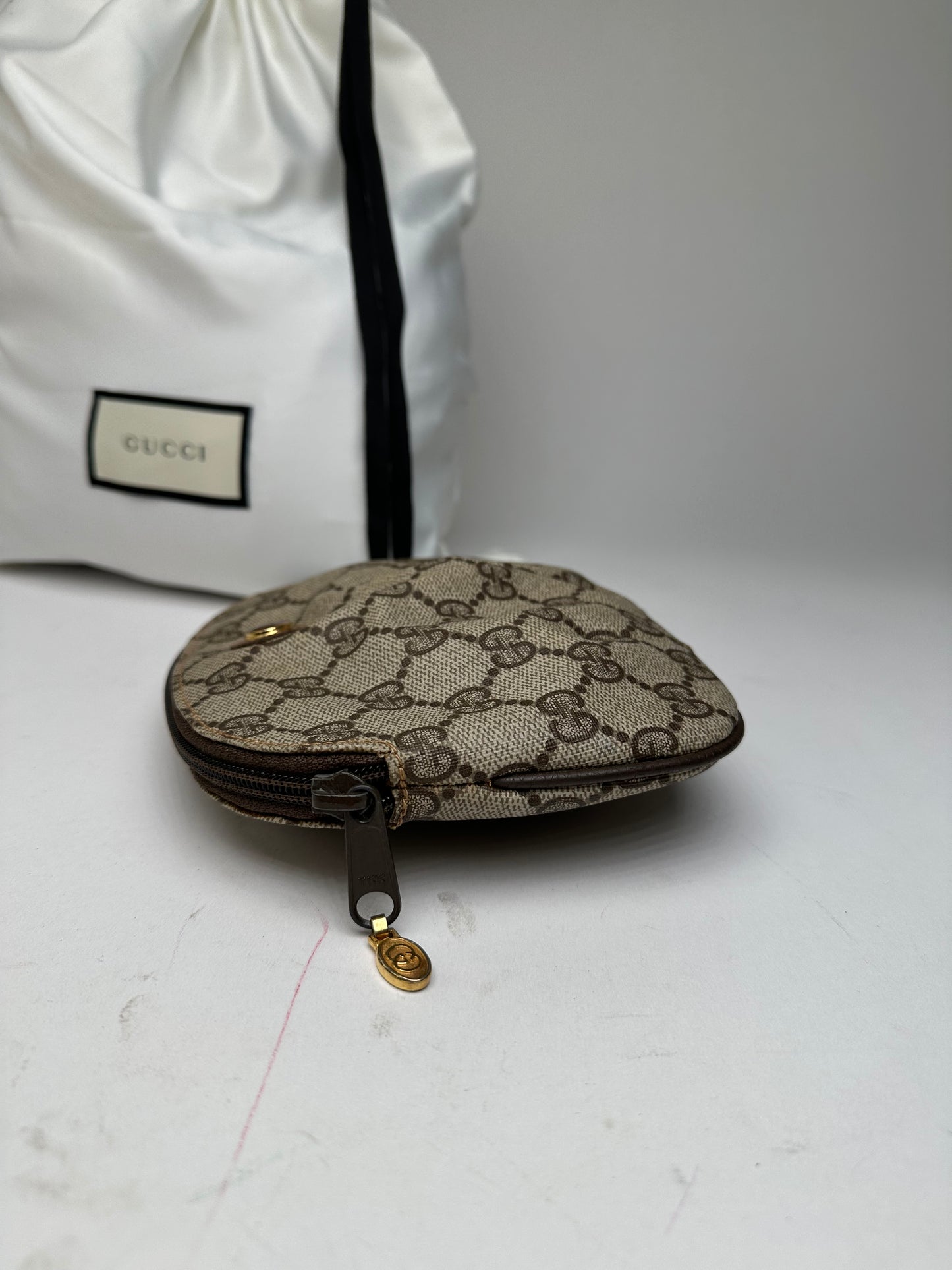 Vintage Gucci GG Supreme Canvas Mini Pouch Beige Brown