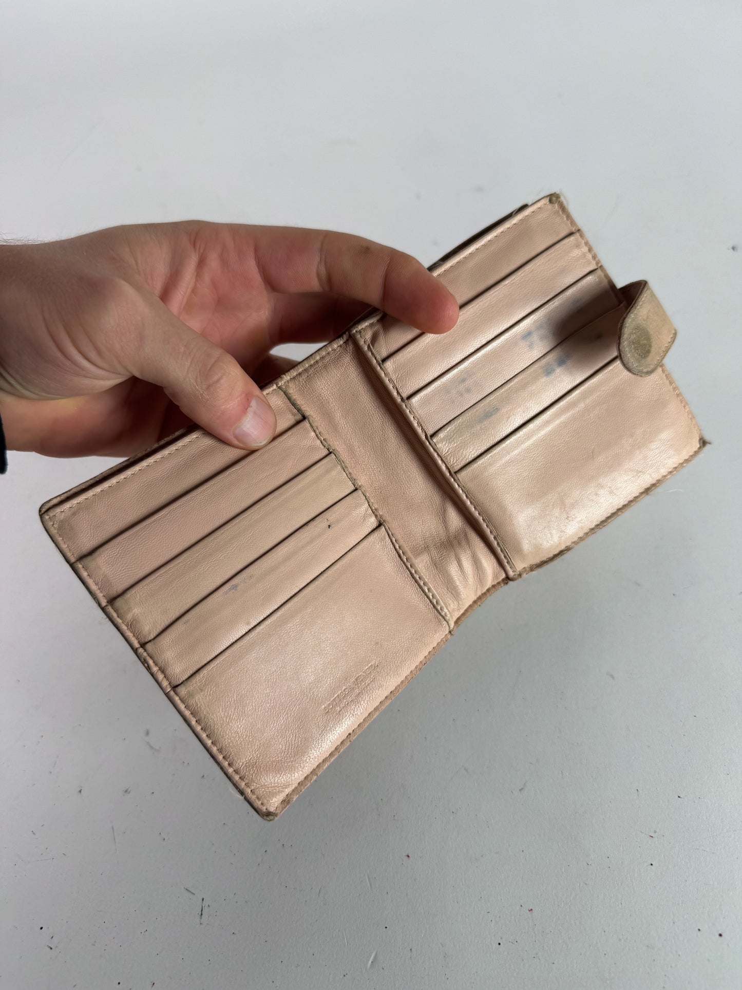 Vintage Bottega Veneta Intrecciato Leather Wallet Pink