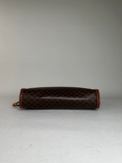 Vintage Celine Coated Canvas Pouch Brown Rust Gold