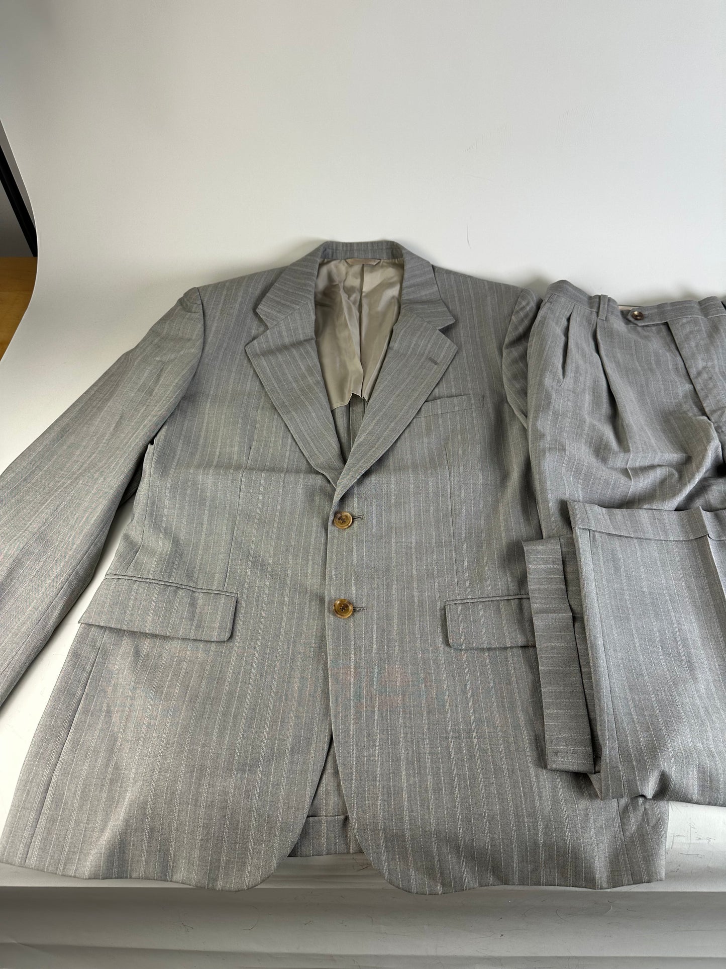 Vintage Dior Men’s Wool Blend Blazer Light Grey Stripe XL