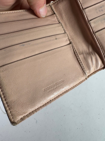 Vintage Bottega Veneta Intrecciato Leather Wallet Pink