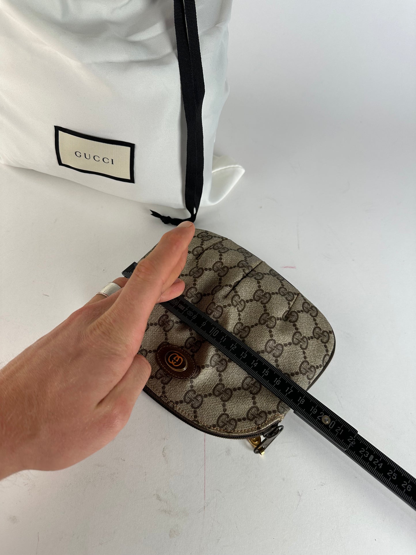 Vintage Gucci GG Supreme Canvas Mini Pouch Beige Brown