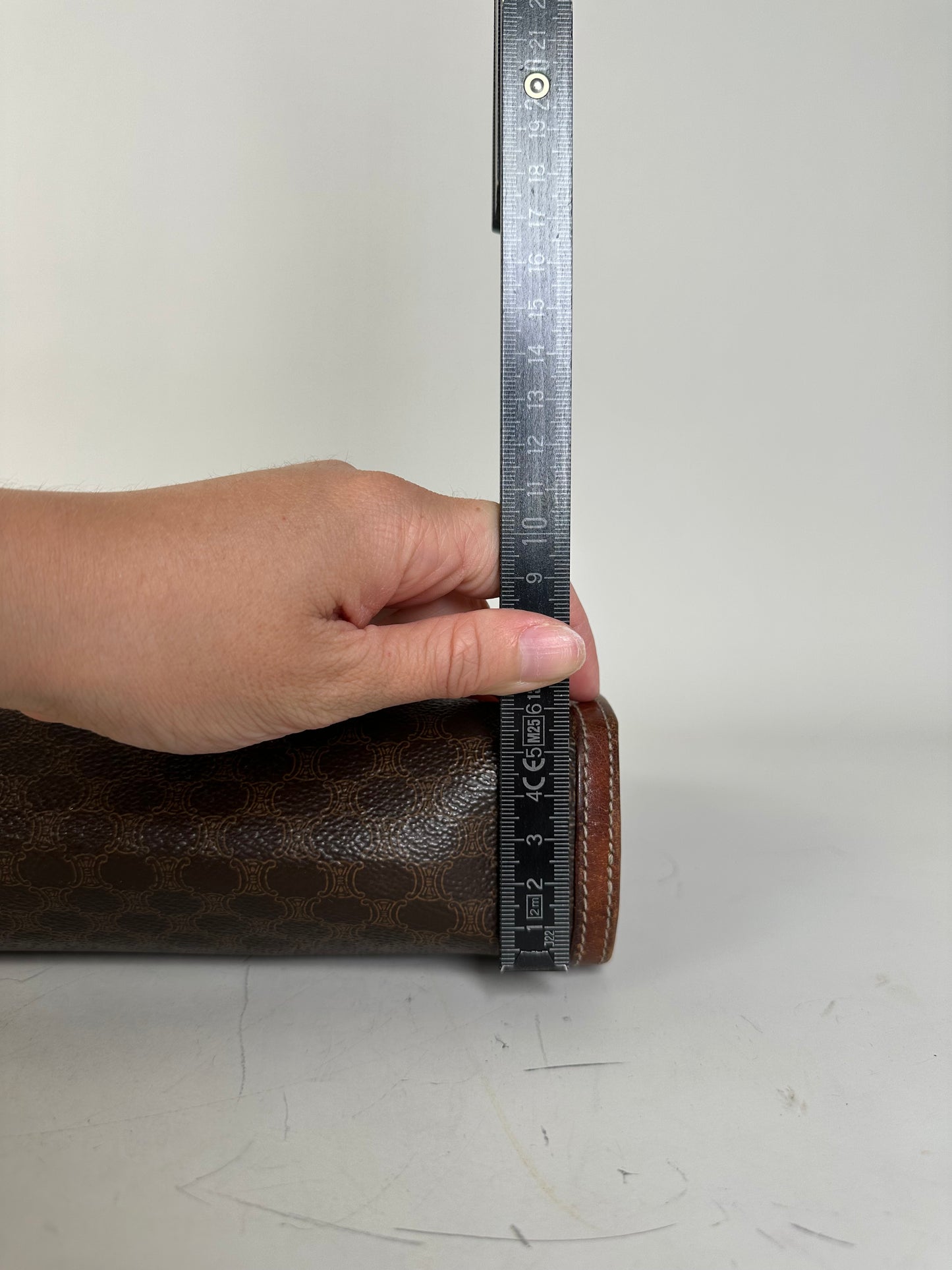 Vintage Celine Coated Canvas Pouch Brown Rust Gold