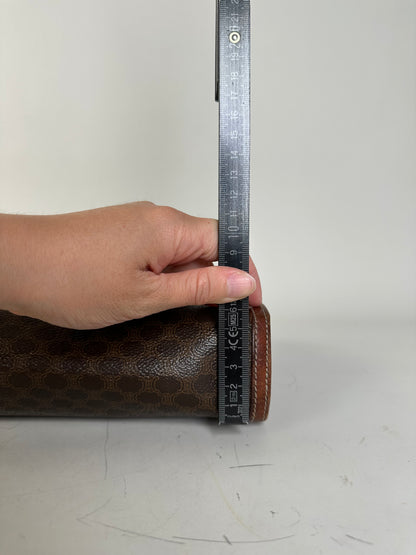 Vintage Celine Coated Canvas Pouch Brown Rust Gold