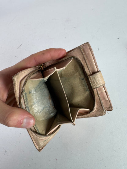 Vintage Bottega Veneta Intrecciato Leather Wallet Pink