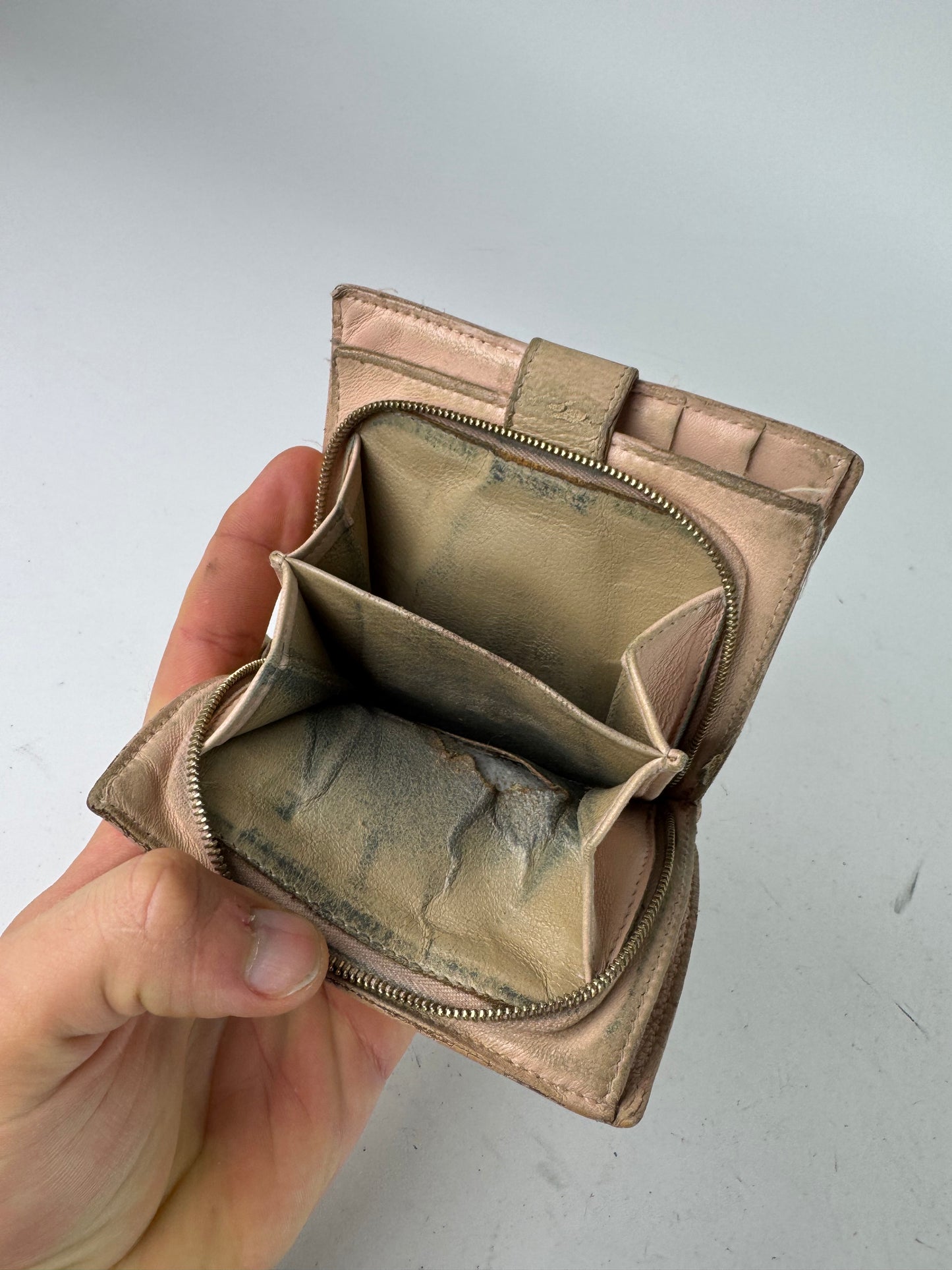 Vintage Bottega Veneta Intrecciato Leather Wallet Pink