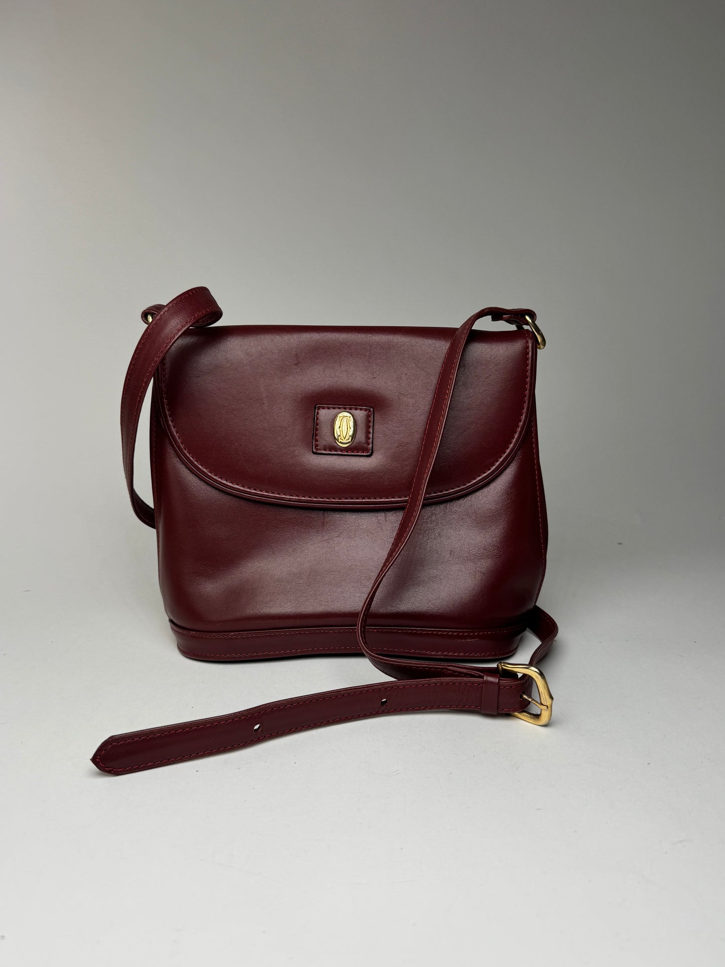 Vintage Cartier leather bag Burgundy