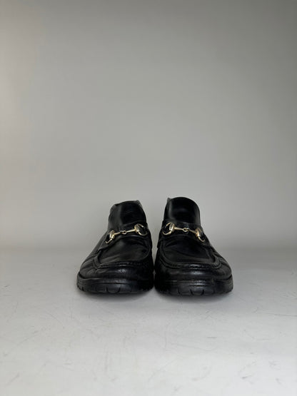 Vintage Gucci Leather Loafers Black Silver EU40.5