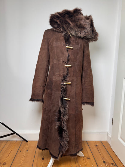 Vintage Bottega Veneta Leather Fur Coat brown 36/S